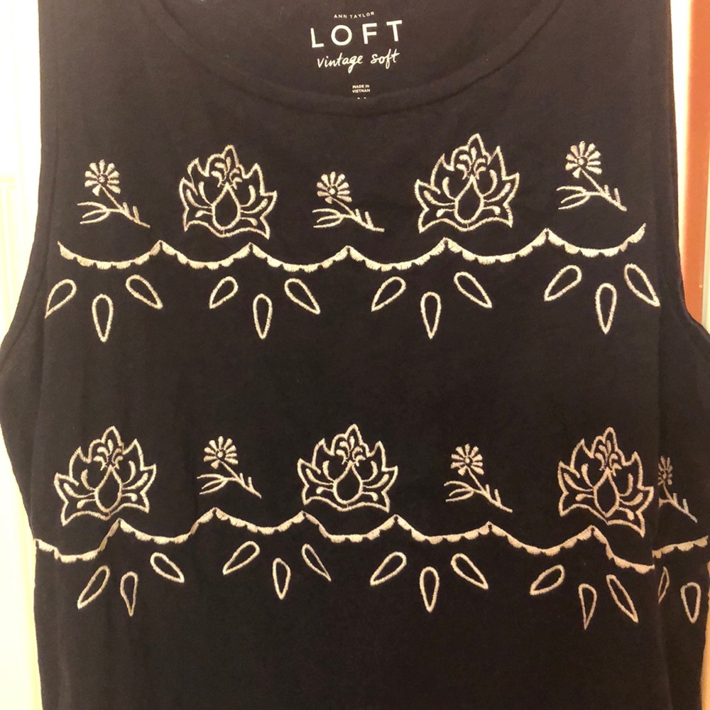 LOFT embroidered sleeveless top